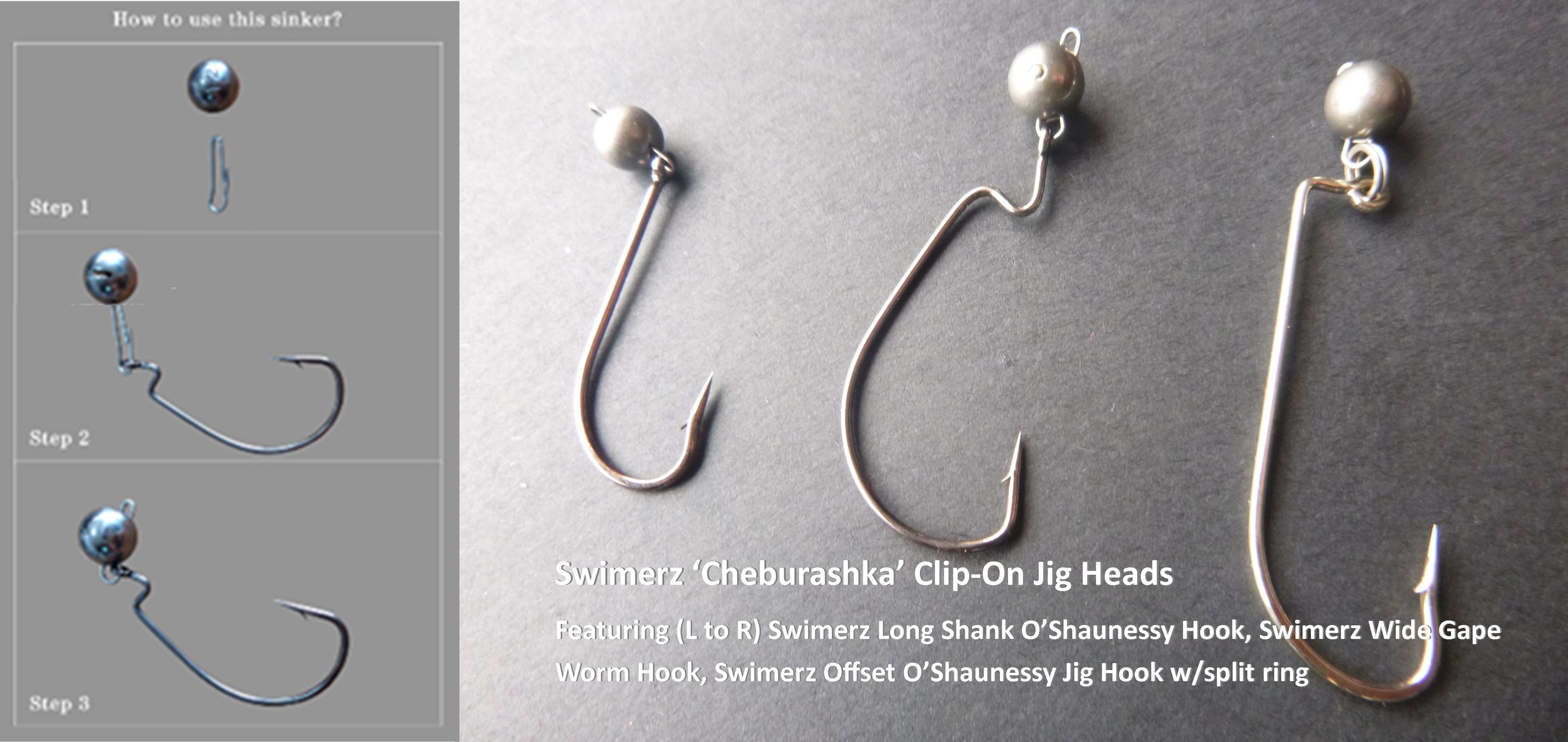 Swimerz 3 Gram Cheburashka Clip-On Jig Head, Tungsten, 12 Pack