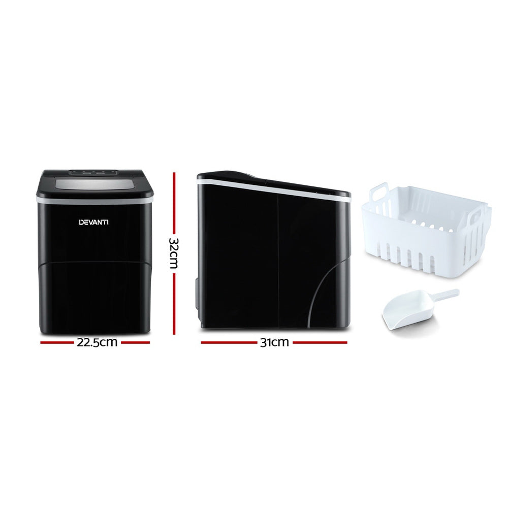 DEVANTi Portable Ice Cube Maker Machine 2L Home Bar Benchtop Easy Quick Black-1