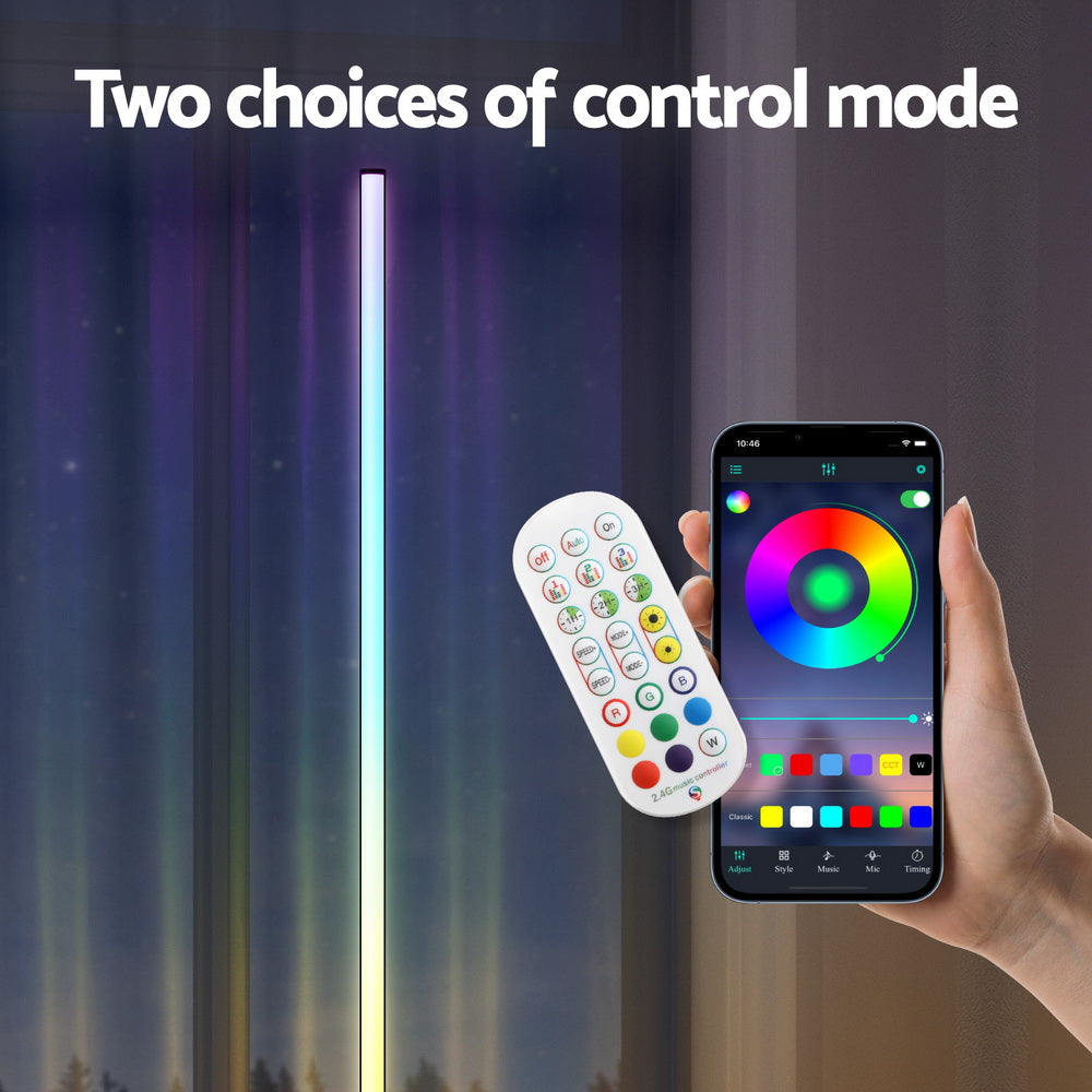 Artiss RGB LED Floor Lamp Remote Control Corner Light Stand Gaming Room 150CM-4