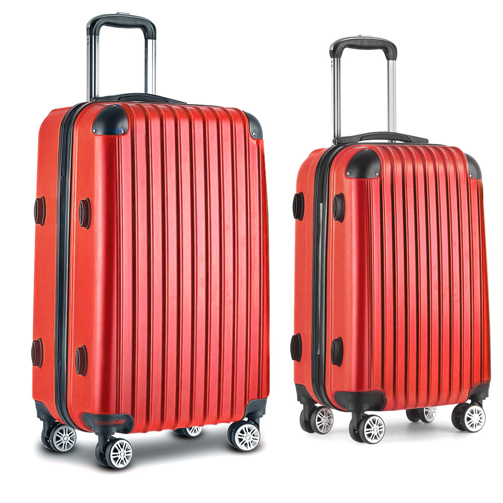 Wanderlite 20-28 Inch Luggage 2Set with TSA Lock Spinner Carry On Hard Shell Travel Suitcase Luggage Case Red-2