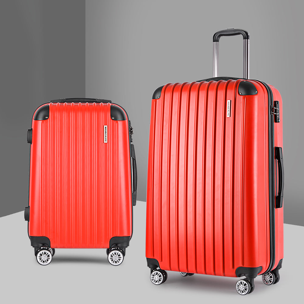 Wanderlite 20-28 Inch Luggage 2Set with TSA Lock Spinner Carry On Hard Shell Travel Suitcase Luggage Case Red-0