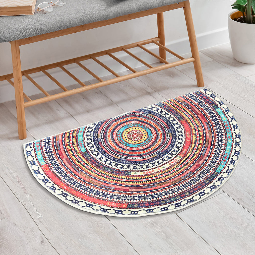 NNEIDS Marlow Door Mat Half Moon Semi-Circle Rug 60x90