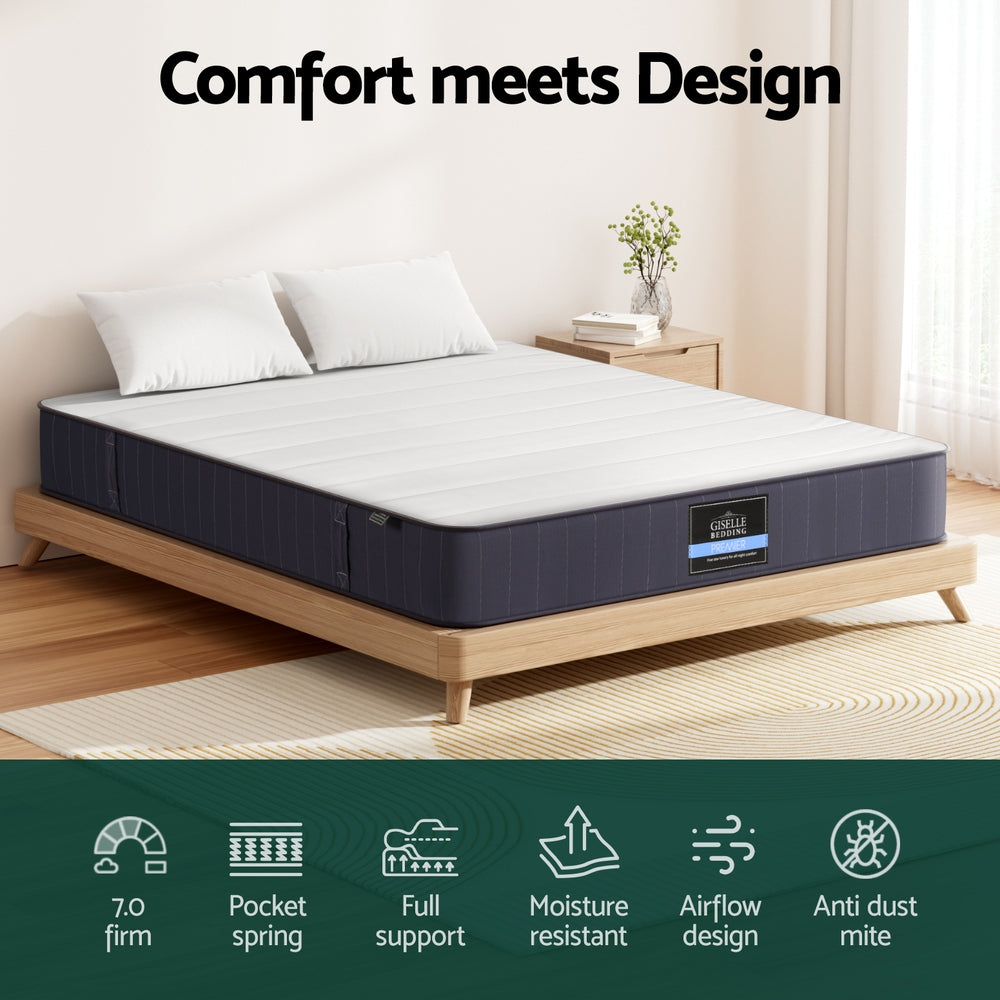 20cm Giselle Mattress Double Bed Pocket Spring Mattresses-3