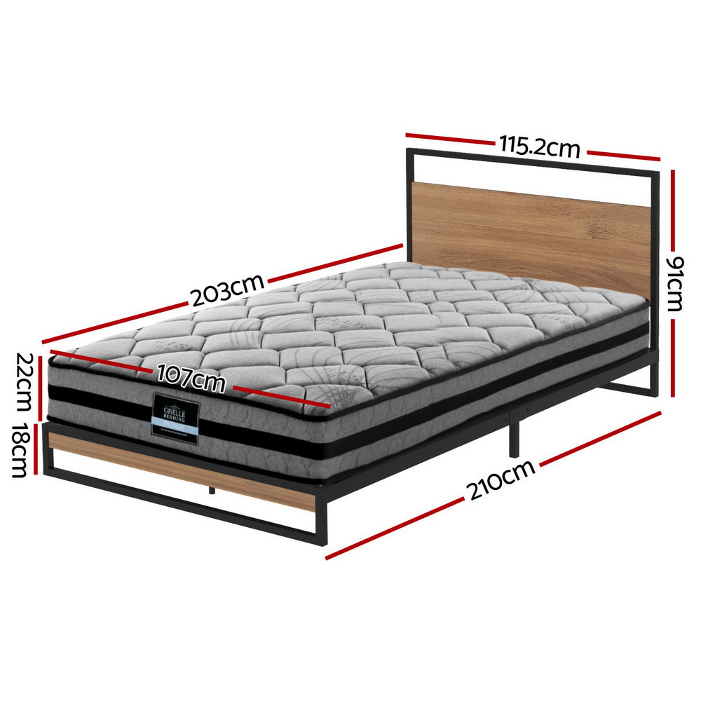 Artiss  Metal Bed Frame King Single Size Beds Platform with Mattress-1