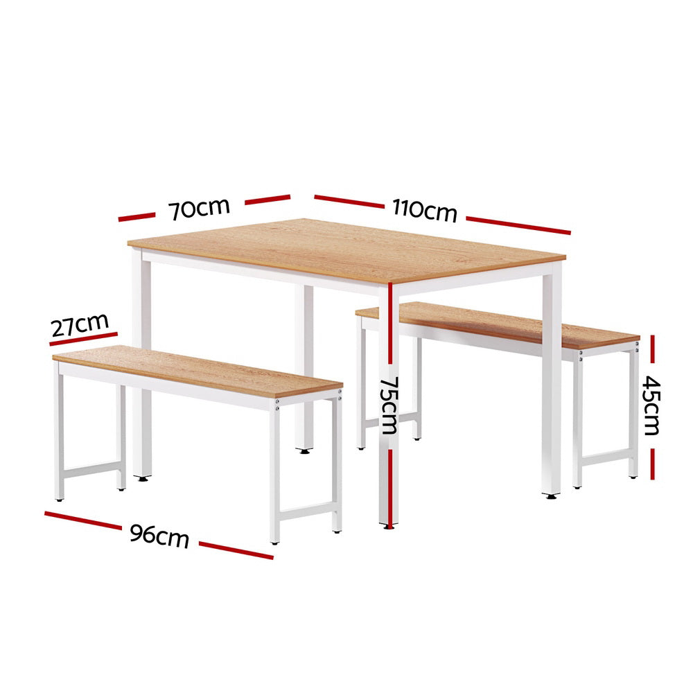 NNEDSZ Artiss Dining Table and Chairs Set 3PCS Metal Desk Bench Sets Kitchen Furniture