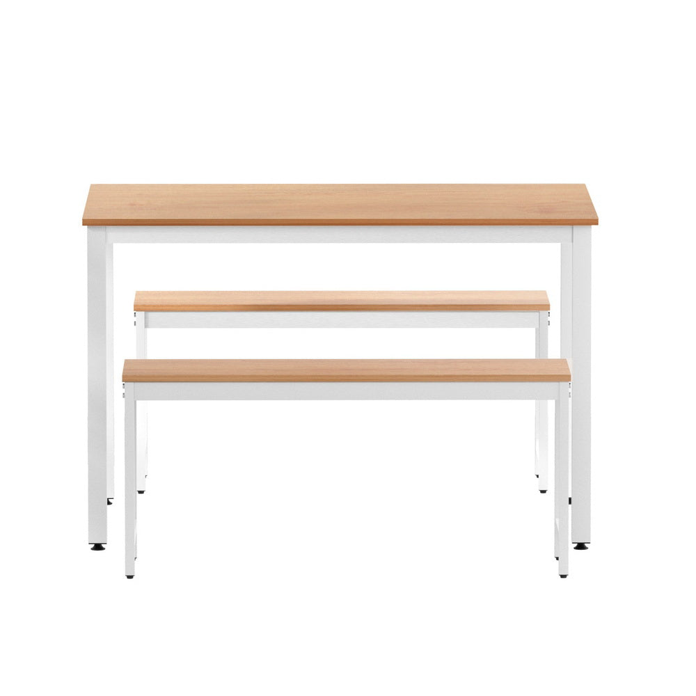 NNEDSZ Artiss Dining Table and Chairs Set 3PCS Metal Desk Bench Sets Kitchen Furniture