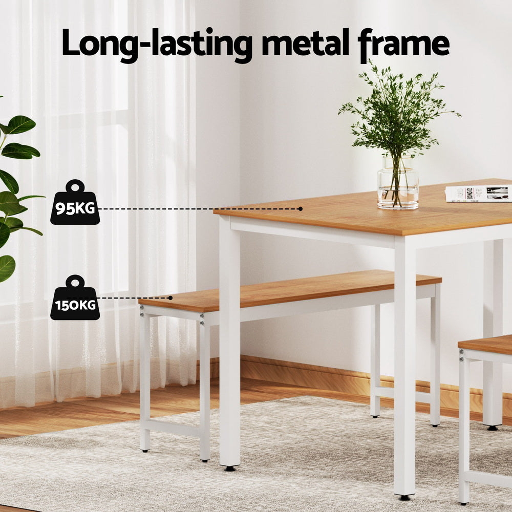 NNEDSZ Artiss Dining Table and Chairs Set 3PCS Metal Desk Bench Sets Kitchen Furniture