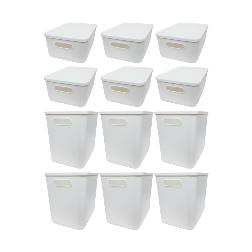 12-Pack White Storage Tubs with Lids