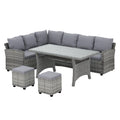 NNEDSZ 9-Seater Outdoor Dining Set Patio Furniture Wicker Lounge Table Chairs
