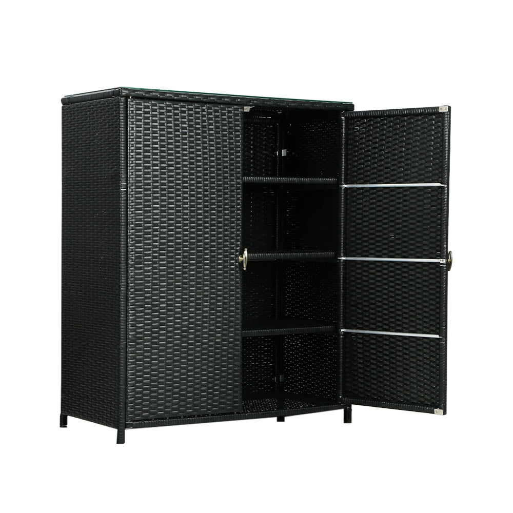 NNEDSZ Outdoor Storage Cabinet Box Garage Wicker Shelf Chest Garden Shed Tools