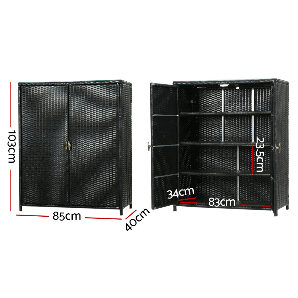 NNEDSZ Outdoor Storage Cabinet Box Garage Wicker Shelf Chest Garden Shed Tools