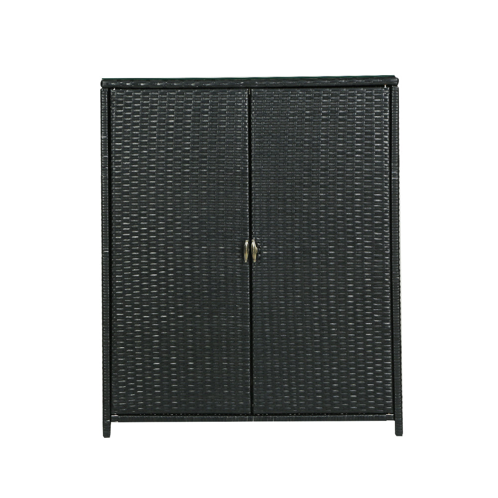 NNEDSZ Outdoor Storage Cabinet Box Garage Wicker Shelf Chest Garden Shed Tools