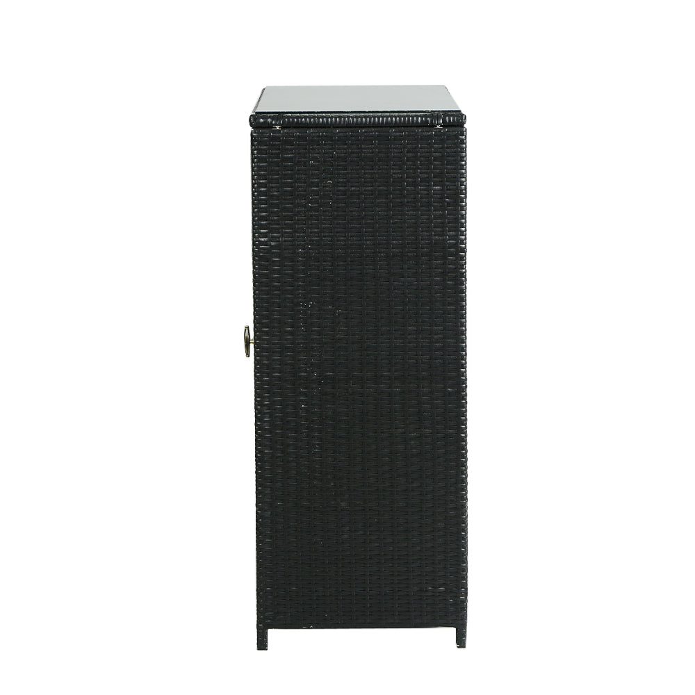 NNEDSZ Outdoor Storage Cabinet Box Garage Wicker Shelf Chest Garden Shed Tools