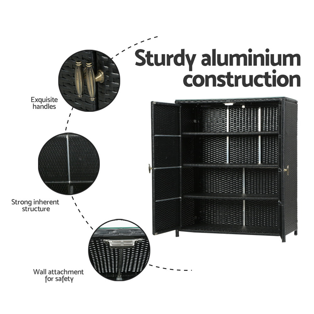 NNEDSZ Outdoor Storage Cabinet Box Garage Wicker Shelf Chest Garden Shed Tools
