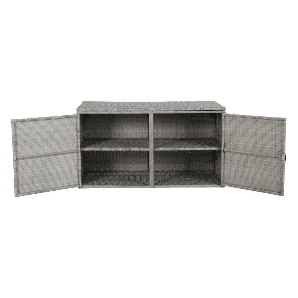 NNEDSZ Outdoor Storage Cabinet Box Deck Wicker Shelf Chest Garden Shed Tools