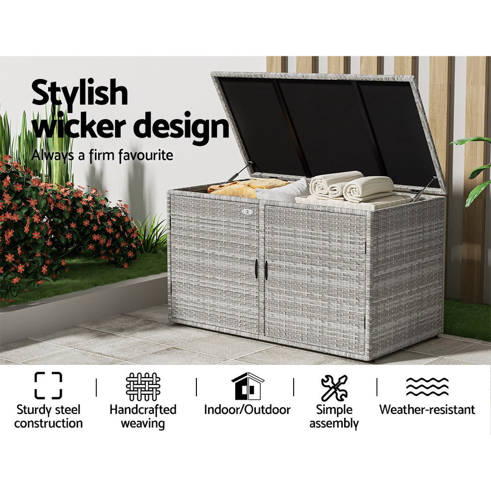 NNEDSZ Outdoor Storage Cabinet Box Deck Wicker Shelf Chest Garden Shed Tools