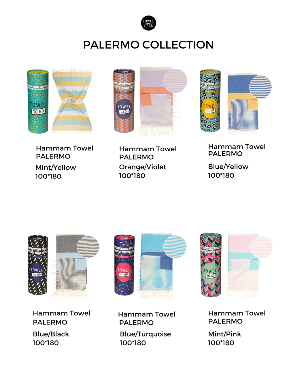 Quick-Dry Cotton Towel – Lightweight Beach & Travel Towel – Mint & Lemon – Palermo-3