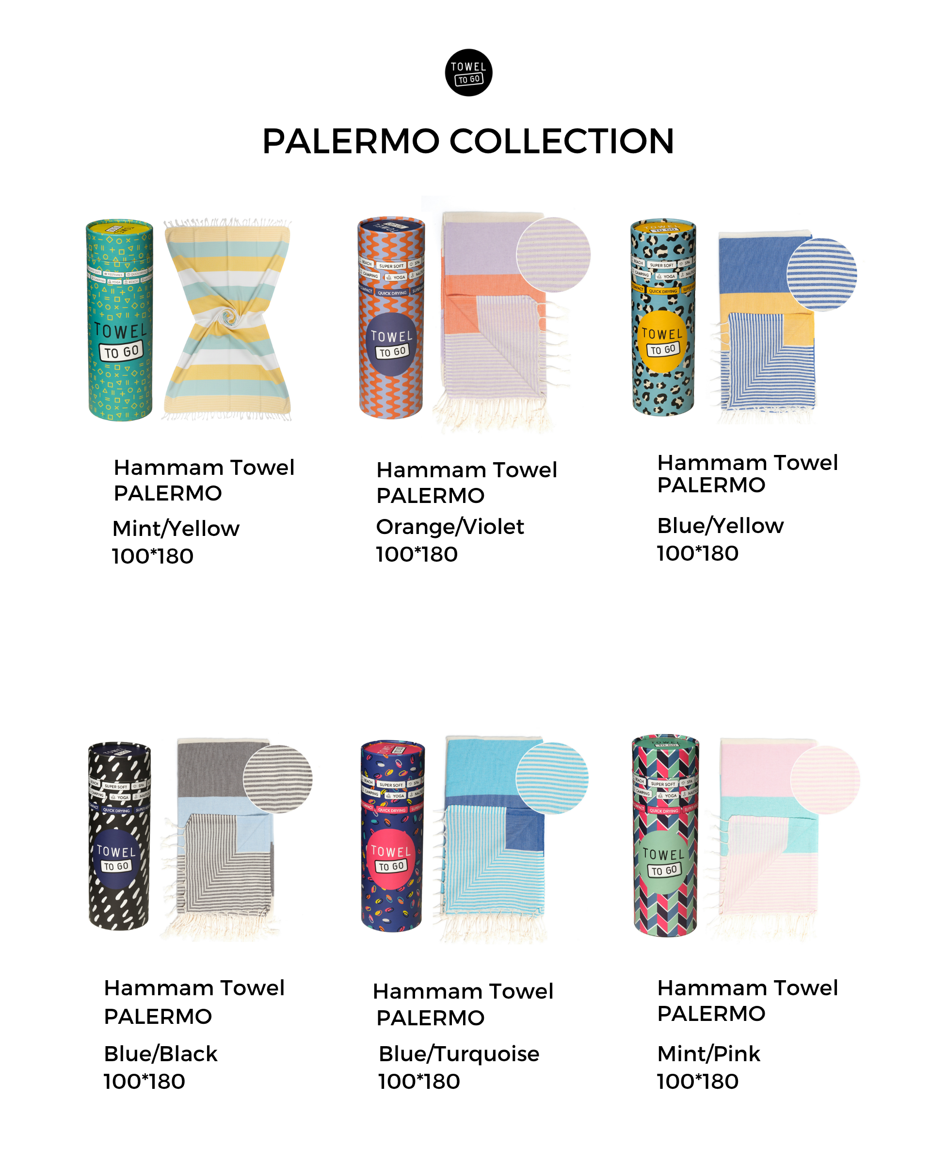 Quick-Dry Cotton Towel – Lightweight Beach & Travel Towel – Mint & Lemon – Palermo-3