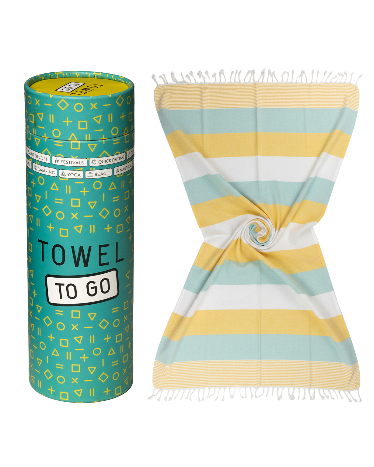 Quick-Dry Cotton Towel – Lightweight Beach & Travel Towel – Mint & Lemon – Palermo-1