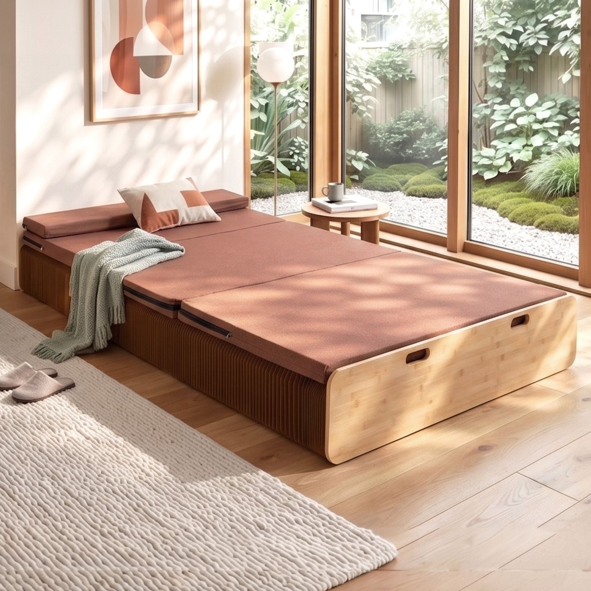 Artiss Folding Kraft Paper Bed Frame with Mattress and Pillow 300kg Capacity 200x120cm-0