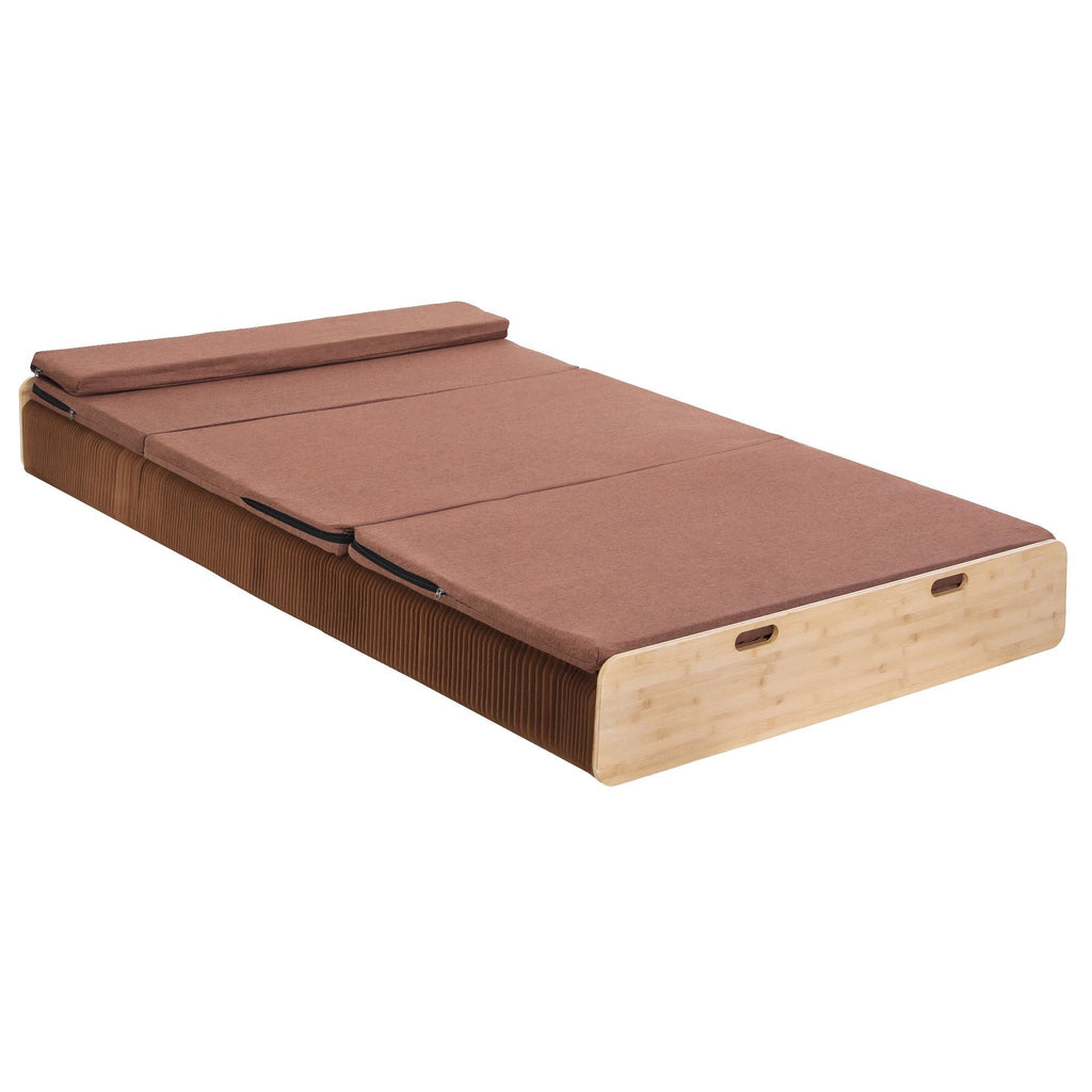 Artiss Folding Kraft Paper Bed Frame with Mattress and Pillow 300kg Capacity 200x120cm-1