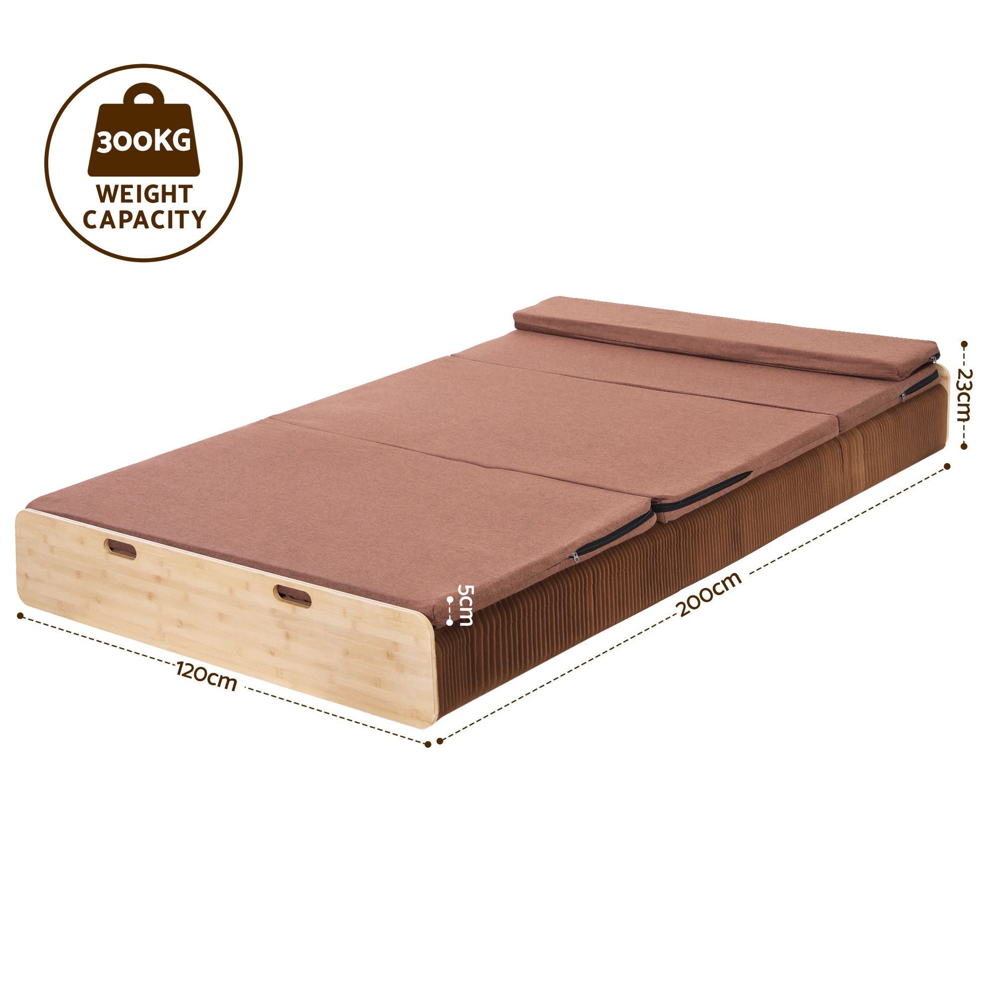 Artiss Folding Kraft Paper Bed Frame with Mattress and Pillow 300kg Capacity 200x120cm-2