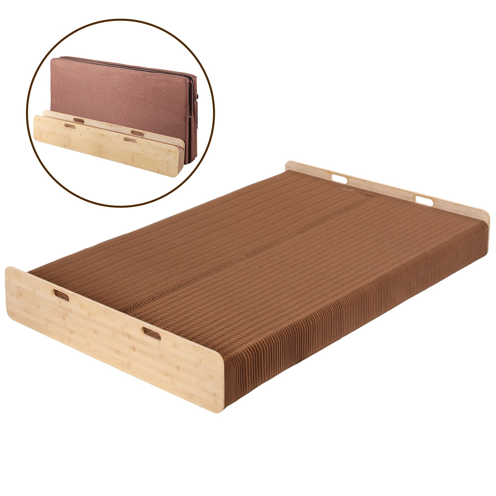 Artiss Folding Kraft Paper Bed Frame with Mattress and Pillow 300kg Capacity 200x120cm-3