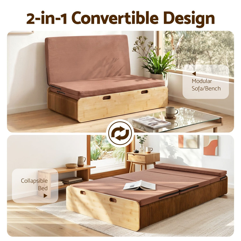 Artiss Folding Kraft Paper Bed Frame with Mattress and Pillow 300kg Capacity 200x120cm-4