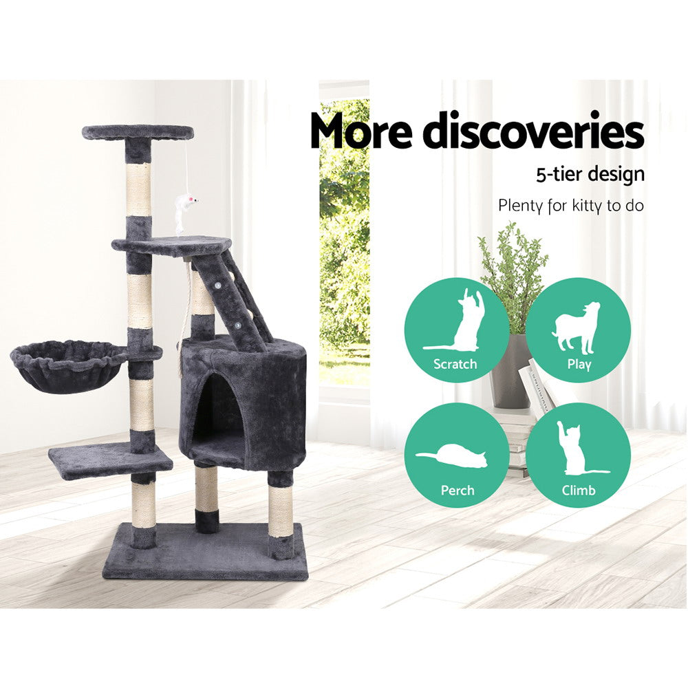 NNEDSZ Cat Tree 120cm Trees Scratching Post Scratcher Tower Condo House Furniture Wood Multi Level
