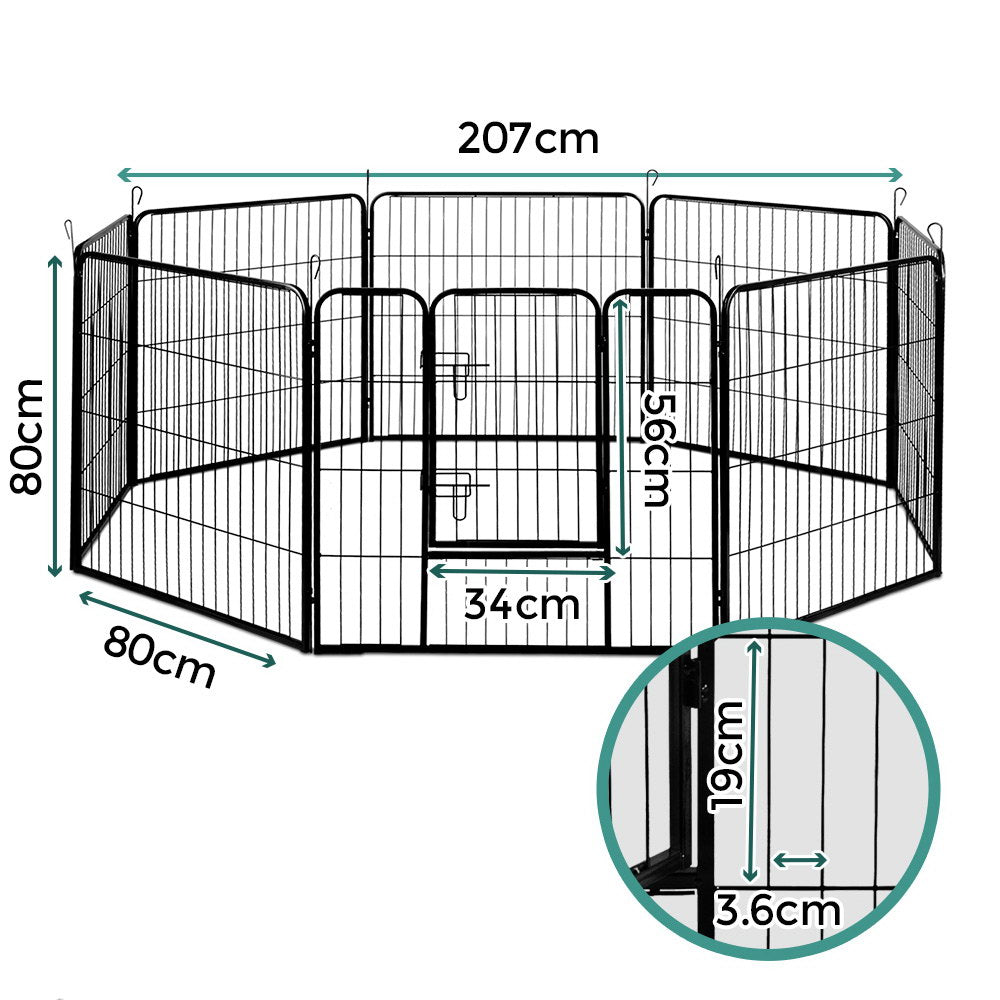 NNEDSZ 8 Panel Pet Dog Playpen Puppy Exercise Cage Enclosure Fence Play Pen 80x80cm-1