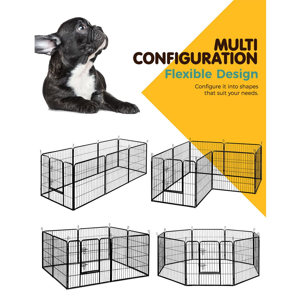 NNEDSZ 8 Panel Pet Dog Playpen Puppy Exercise Cage Enclosure Fence Play Pen 80x80cm-2