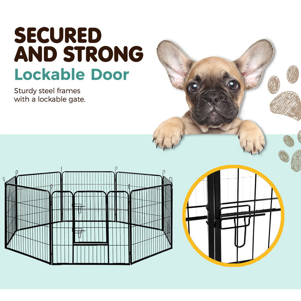 NNEDSZ 8 Panel Pet Dog Playpen Puppy Exercise Cage Enclosure Fence Play Pen 80x80cm-3