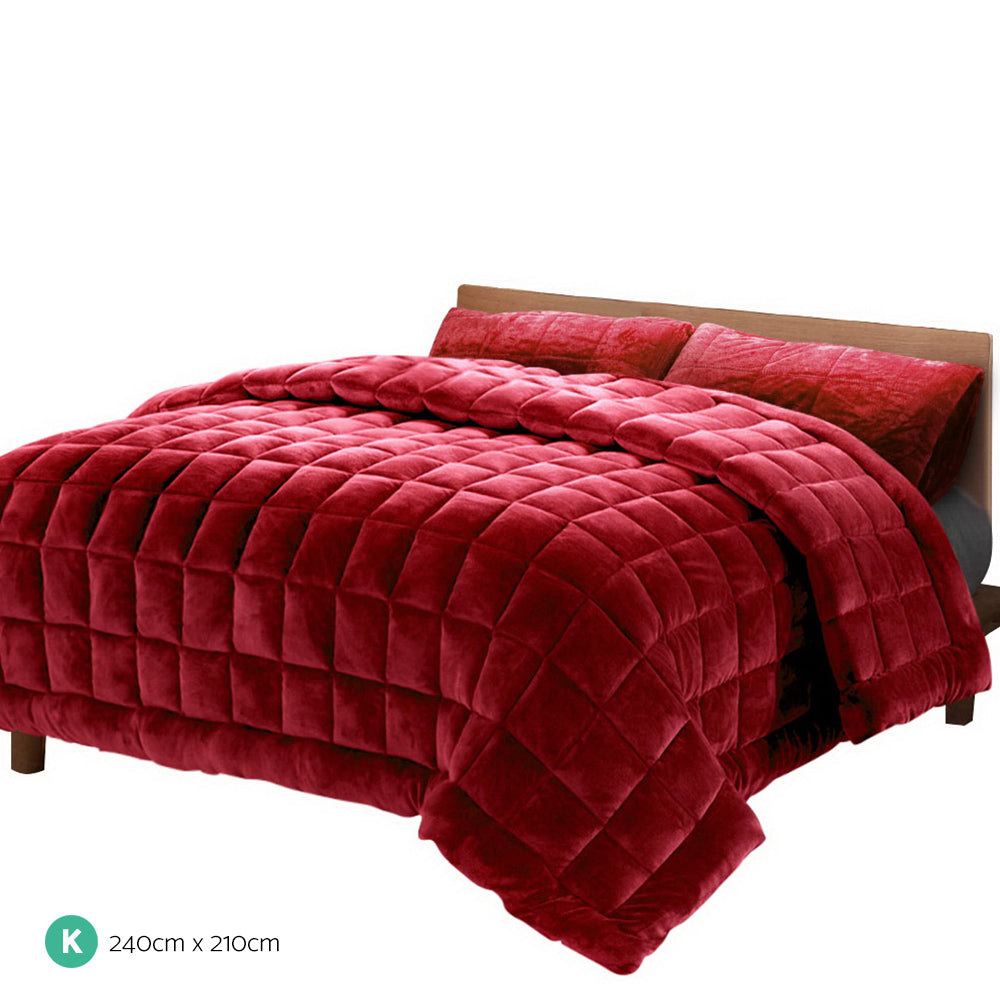 NNEDSZ Bedding Faux Mink Quilt Comforter Winter Throw Blanket Burgundy King