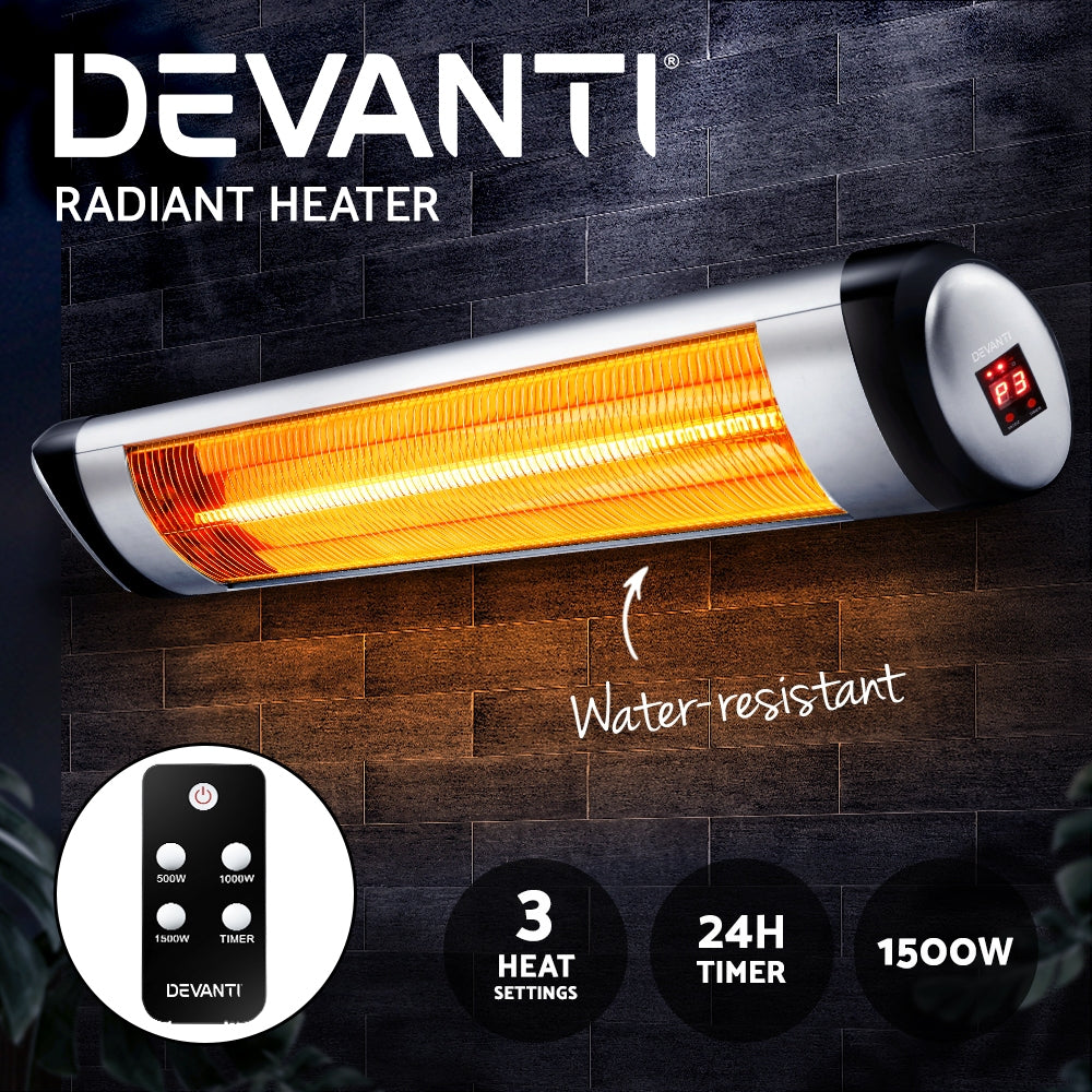 NNEDSZ Electric Infrared Patio Heater Radiant Strip Indoor Outdoor Heaters Remote Control 1500W