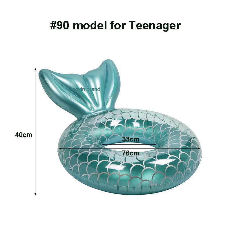 Inflatable Mermaid Swimming Ring with Backrest for Adults-4