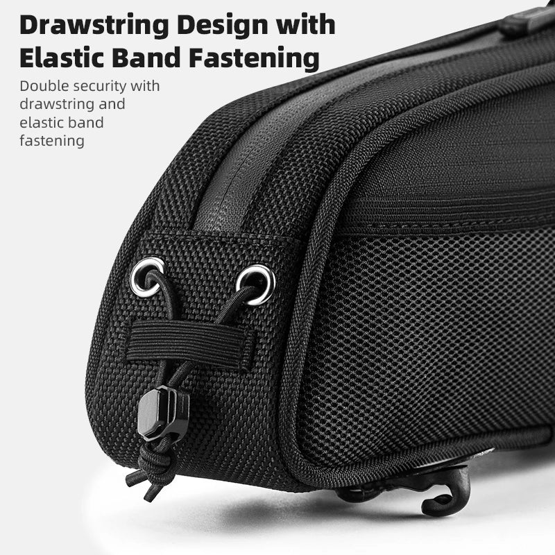 1.3L Waterproof Bicycle Frame Tube Bag with Headphone Jack Black-2