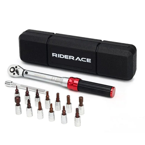Bicycle Torque Wrench Set Dual Direction Socket Kit Red-0