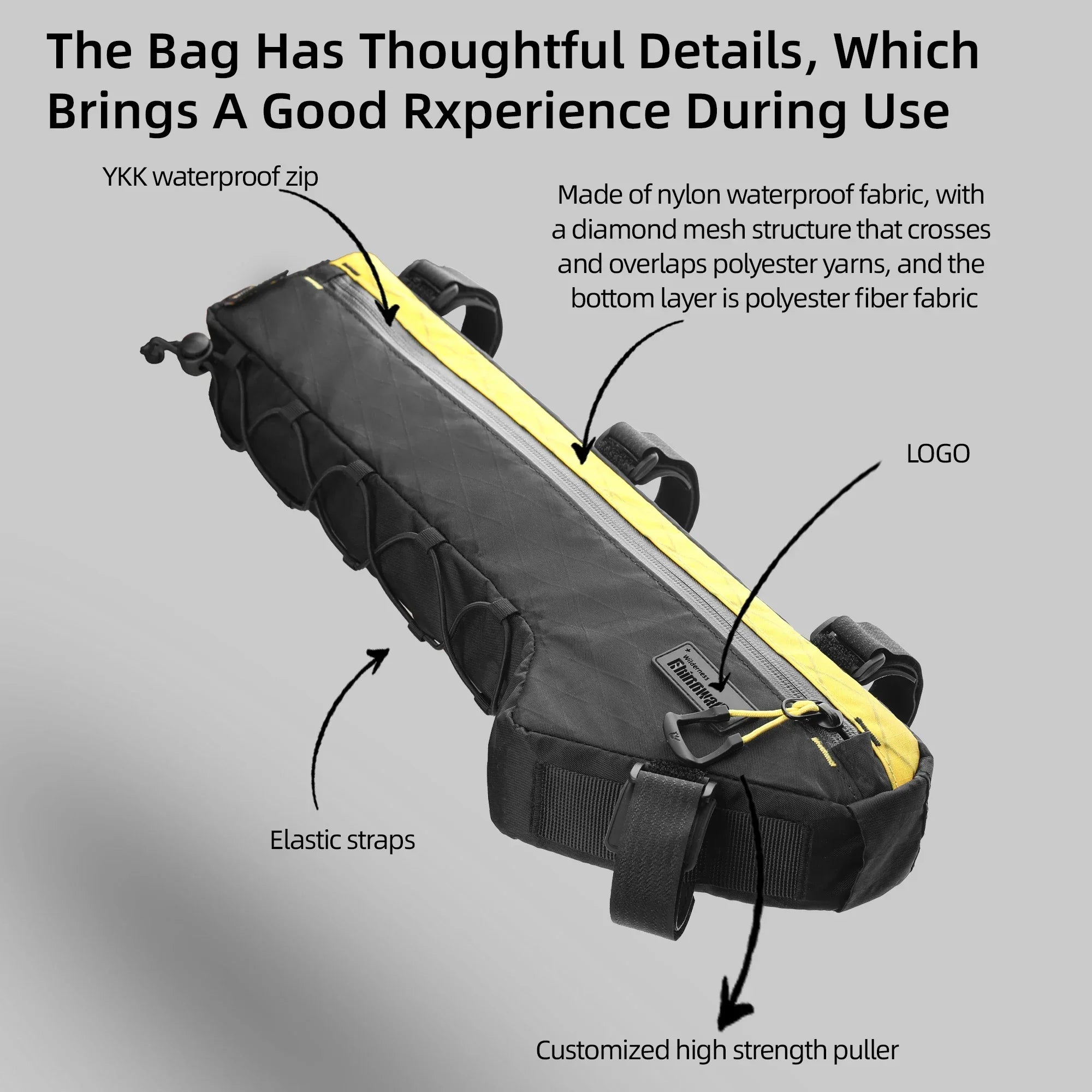 2.4L Water-Resistant Triangle Frame Bag Crossbeam Pouch Yellow-2