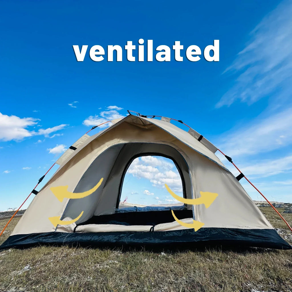 3–4 Person Outdoor Quick-Opening Camping Tent Fully Automatic Ivory