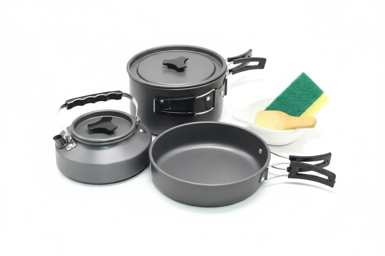 NNEOBA Camping Cookware Set Portable Pot Kettle Pan Outdoor Kit