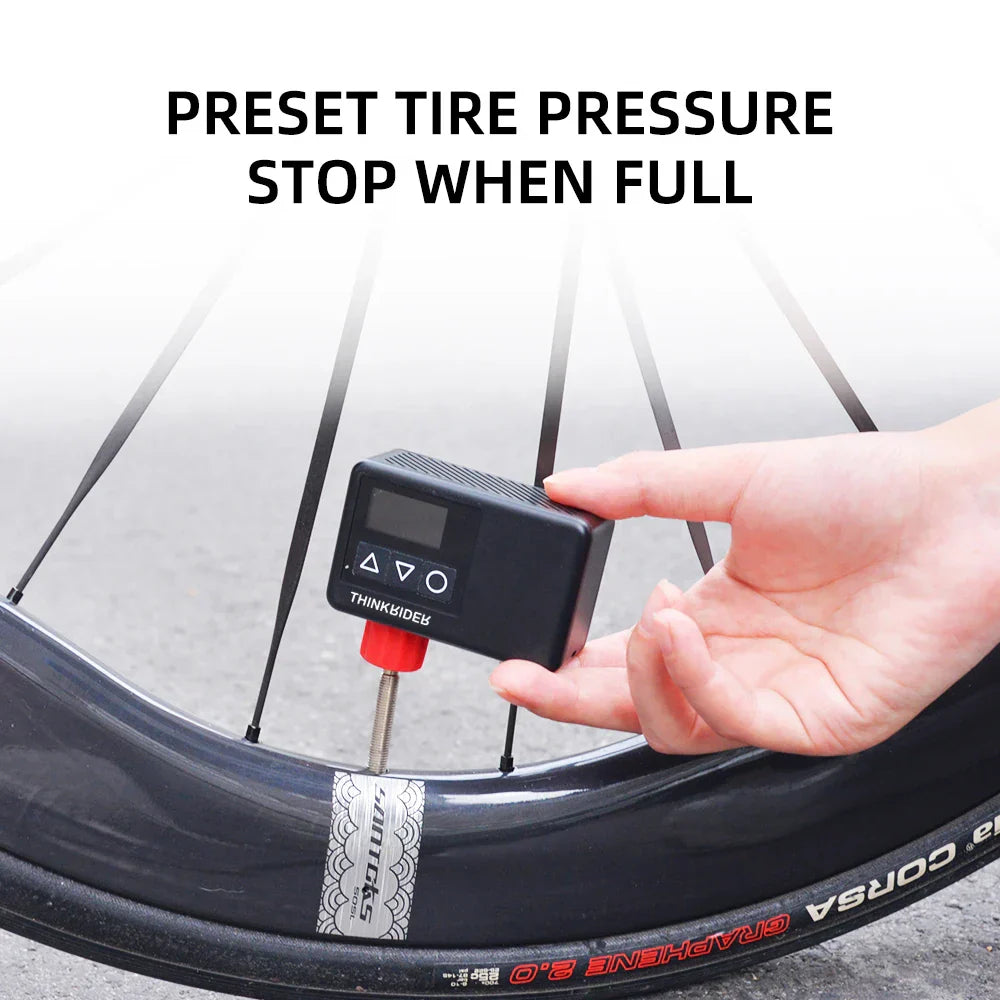 Mini Electric Bike Air Pump 120PSI Pocket-Sized with Digital Display Black-3