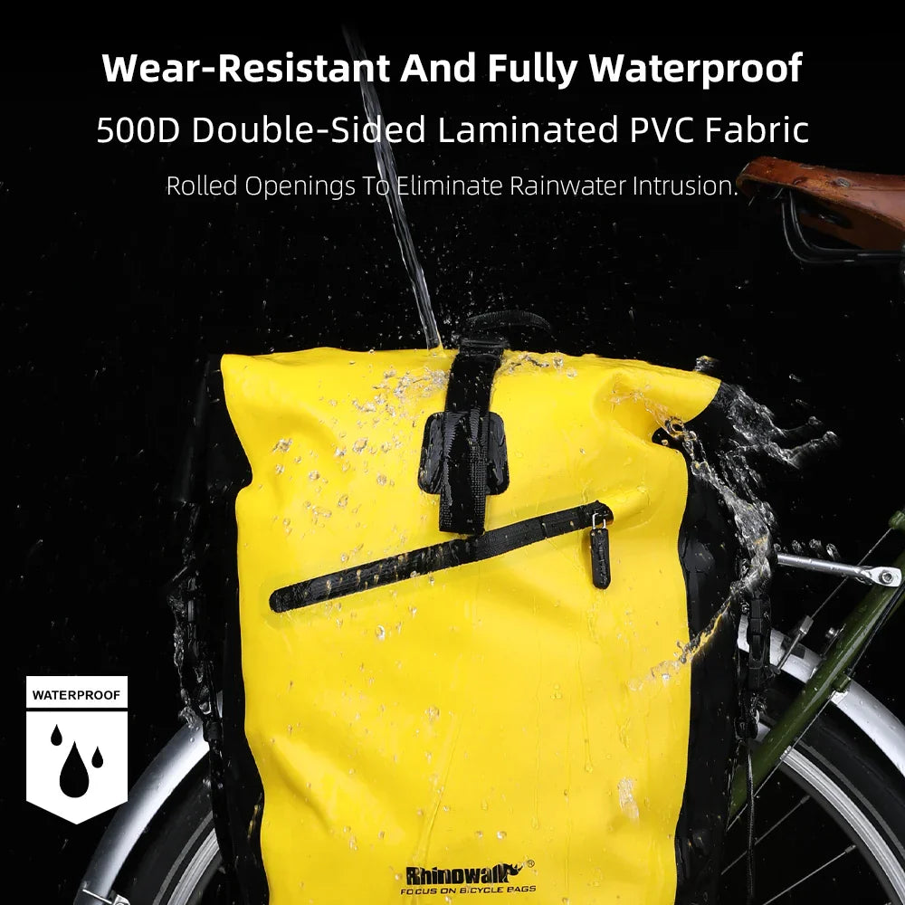 20L Rear Rack Bike Bag Waterproof Polyester Trunk Pannier Yellow-2