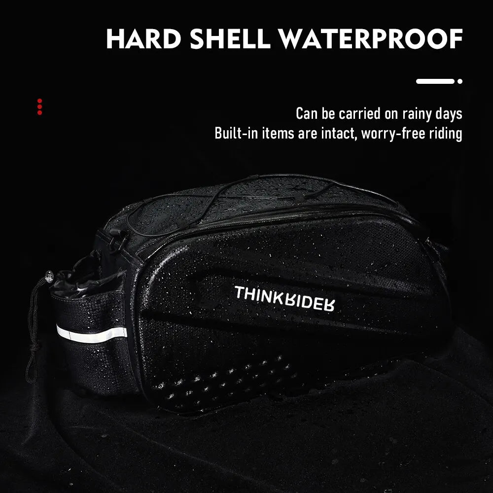14L Bicycle Hard Shell Hunch Waterproof PU Bike Tail Bag Black-4