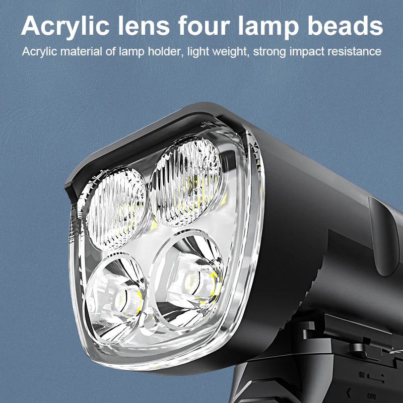 6400mAh Bike Front Light 2400LM LED Headlight Black-2