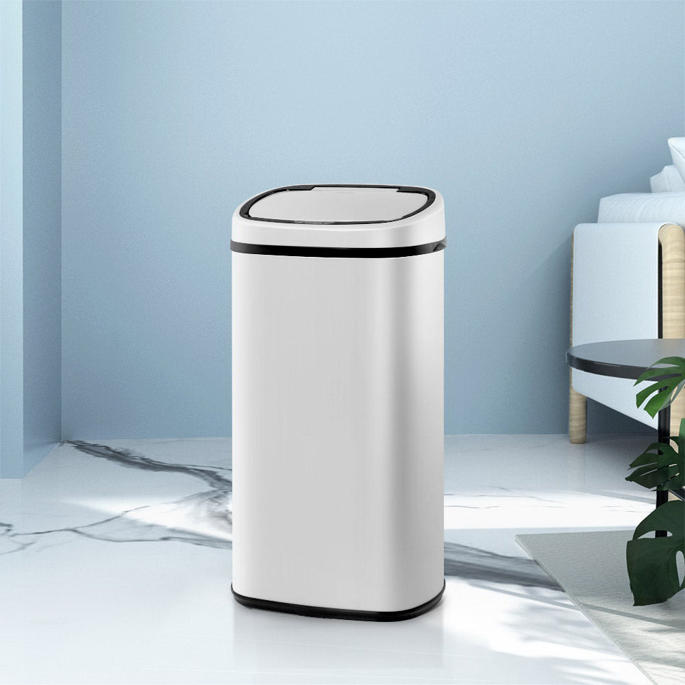 Devanti 58L Motion Sensor Bin Rubbish Automatic White-0