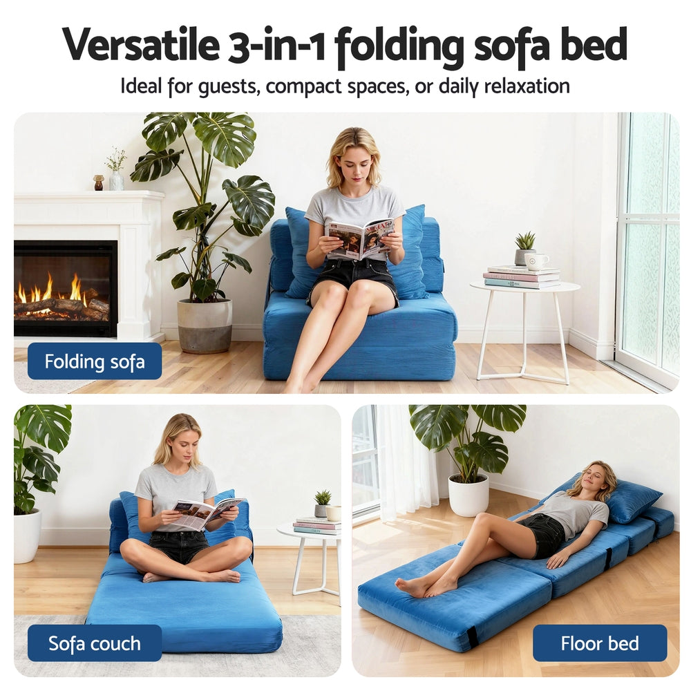 Artiss Convertible Folding Sofa Bed Armless Lounger Foam Floor Sofas Futons Couches