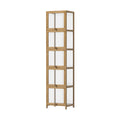 NNEED Display Cabinet Slim 5-Tier Shelves Clear Oak