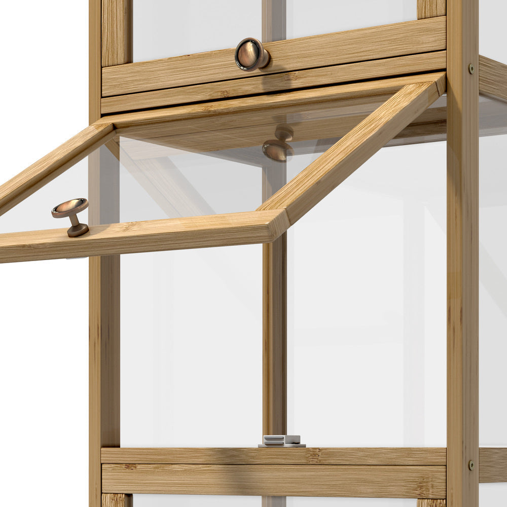NNEED Display Cabinet Slim 5-Tier Shelves Clear Oak