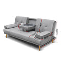 NNEDSZ 3 Seater Fabric Sofa Bed - Grey