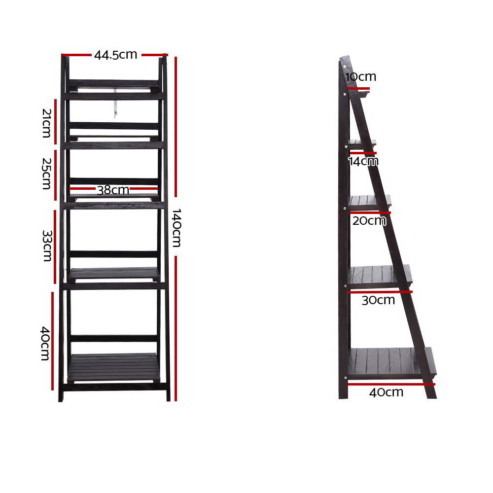 NNEDSZ Display Shelf 5 Tier Wooden Ladder Stand Storage Book Shelves Rack Coffee